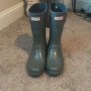 Hunter Original Grey Short Gloss Rain Boots - Like NEW